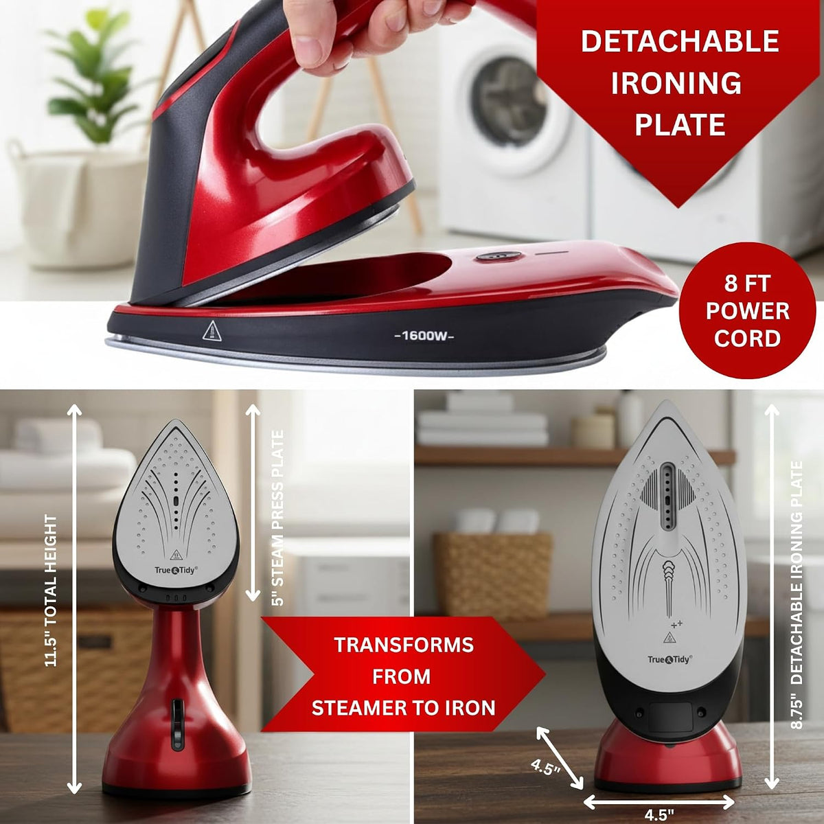 True &amp; Tidy DuoPress XL 2 en 1 vaporizador y plancha para ropa,...