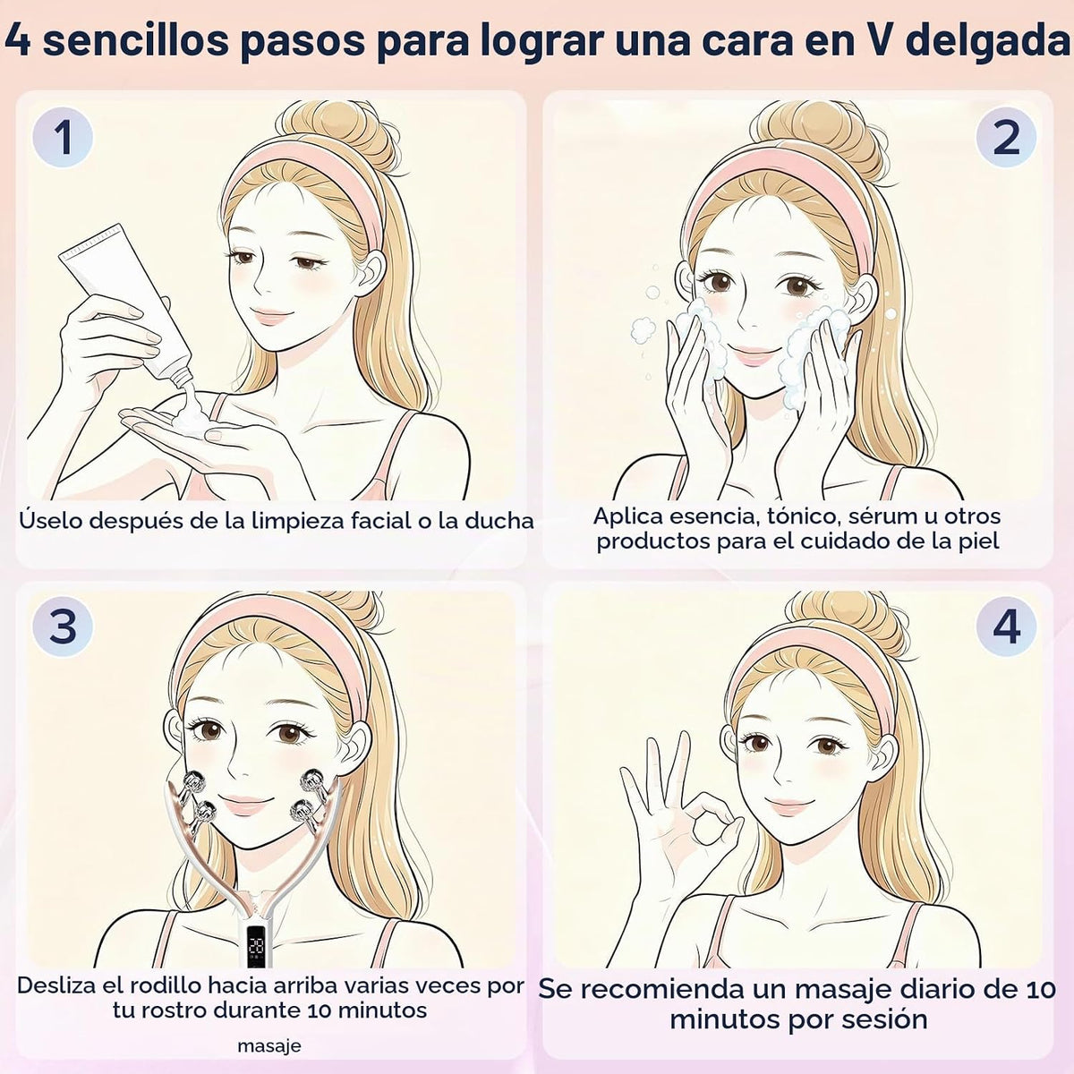 Getwal Masajeador facial, rodillo facial TMJ y herramienta de masaj...