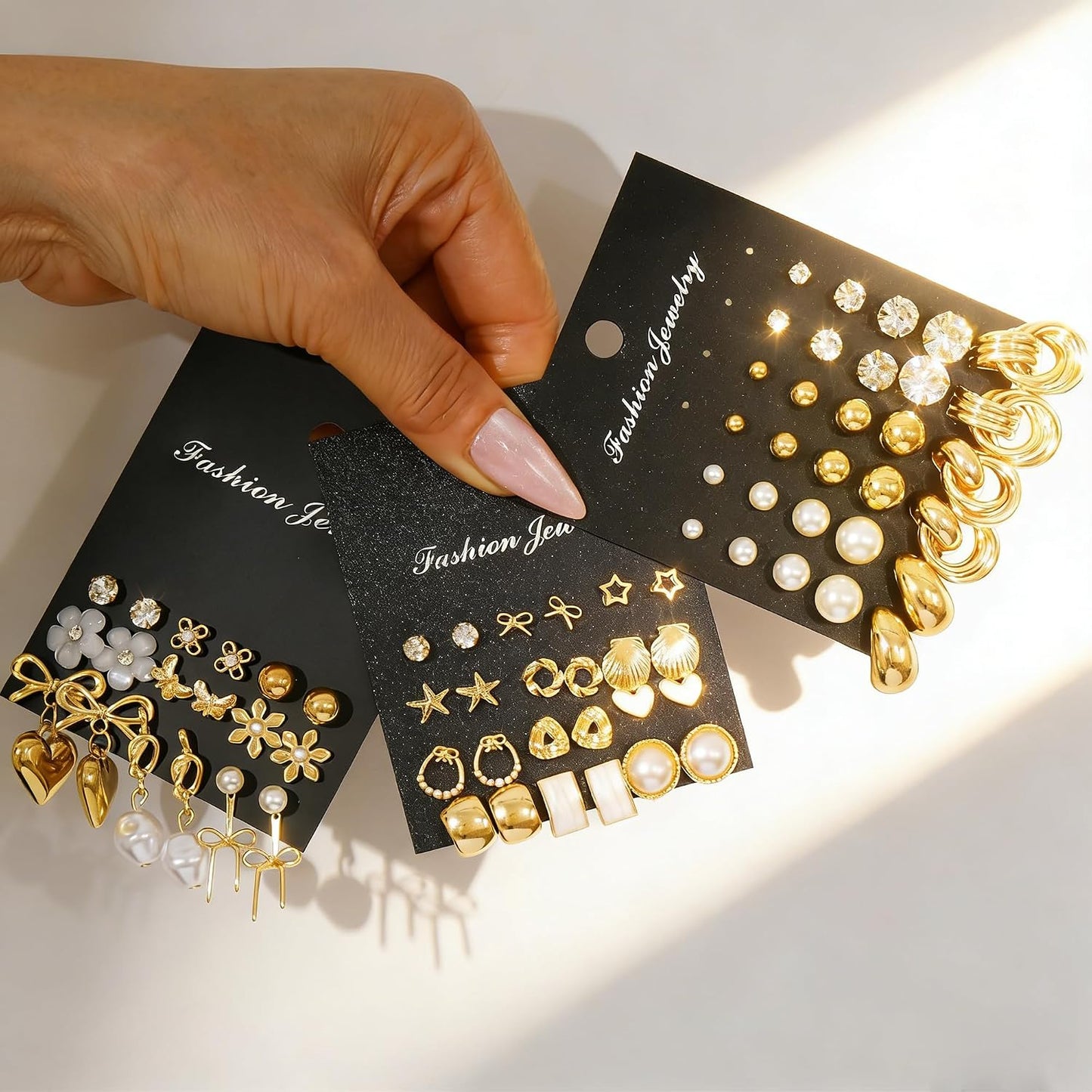 Juego de 75 Pares de Pendientes de Oro para Mujer, Pendientes de Ar...