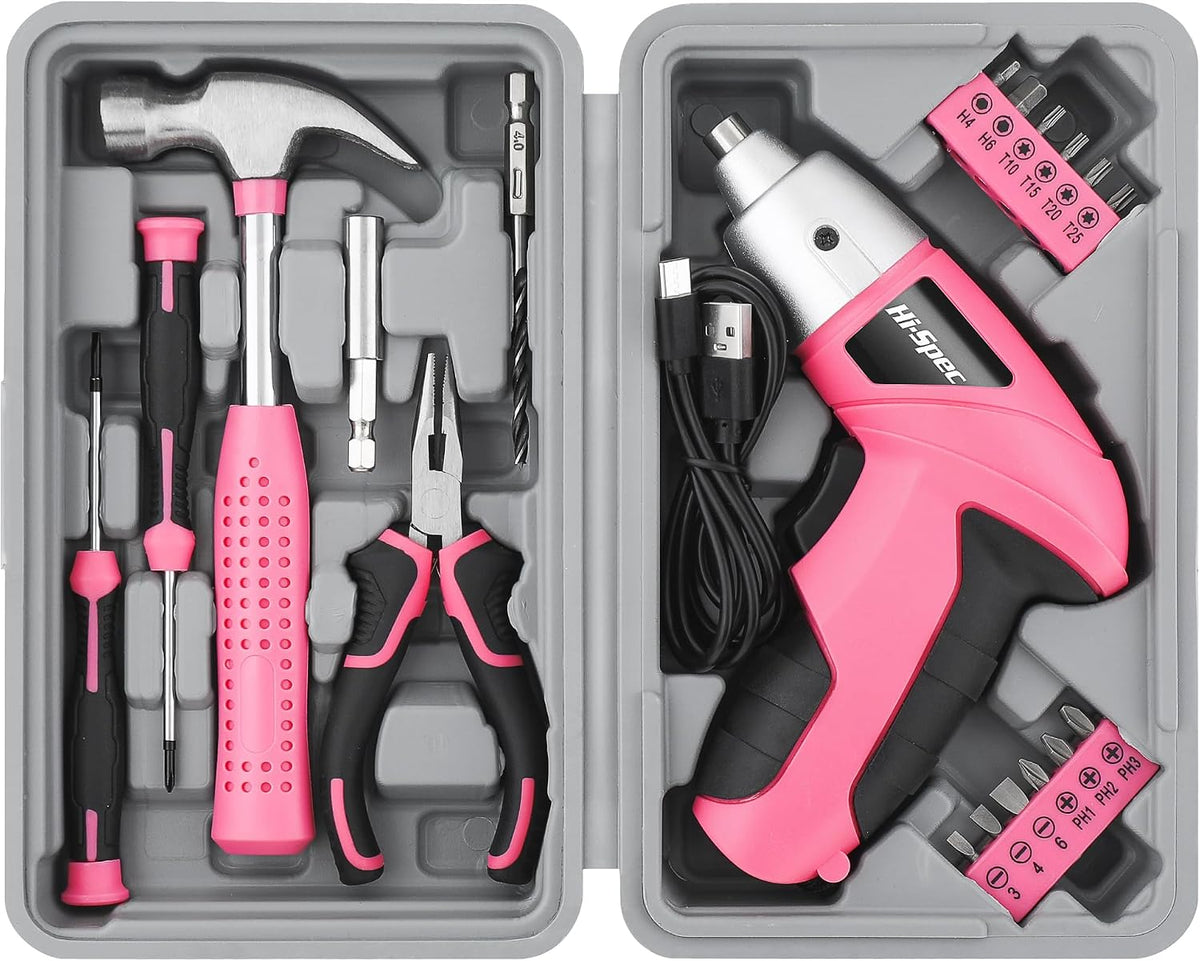 Hi-Spec Destornillador eléctrico inalámbrico de 3.6V y kit de herra...