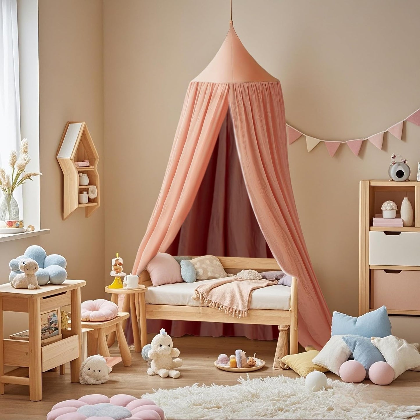 Vhaso Toldo de cama de algodón para niños, habitación del bebé, cor...