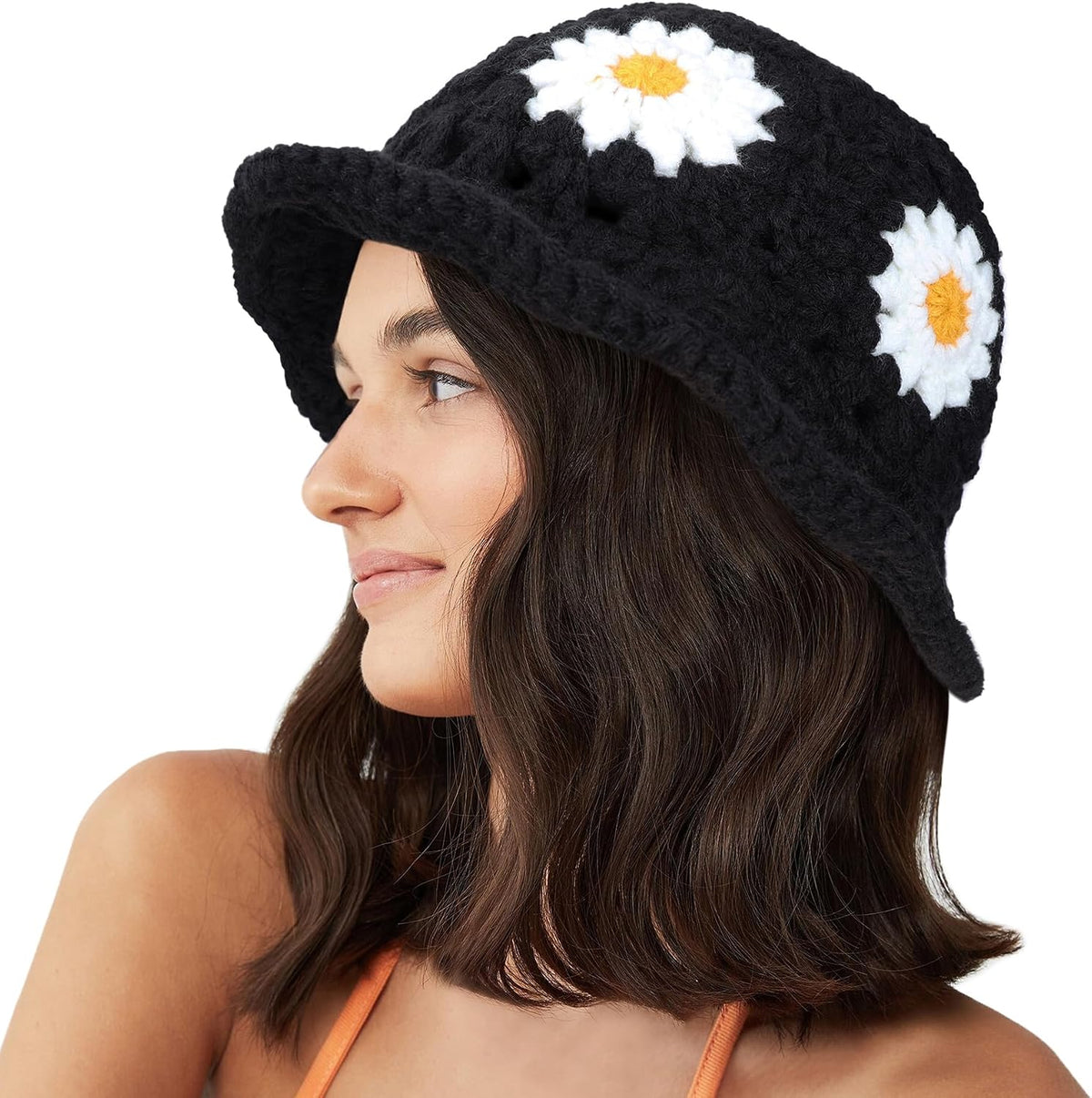Sombrero de pescador de punto plegable para mujer, diseño de margar...