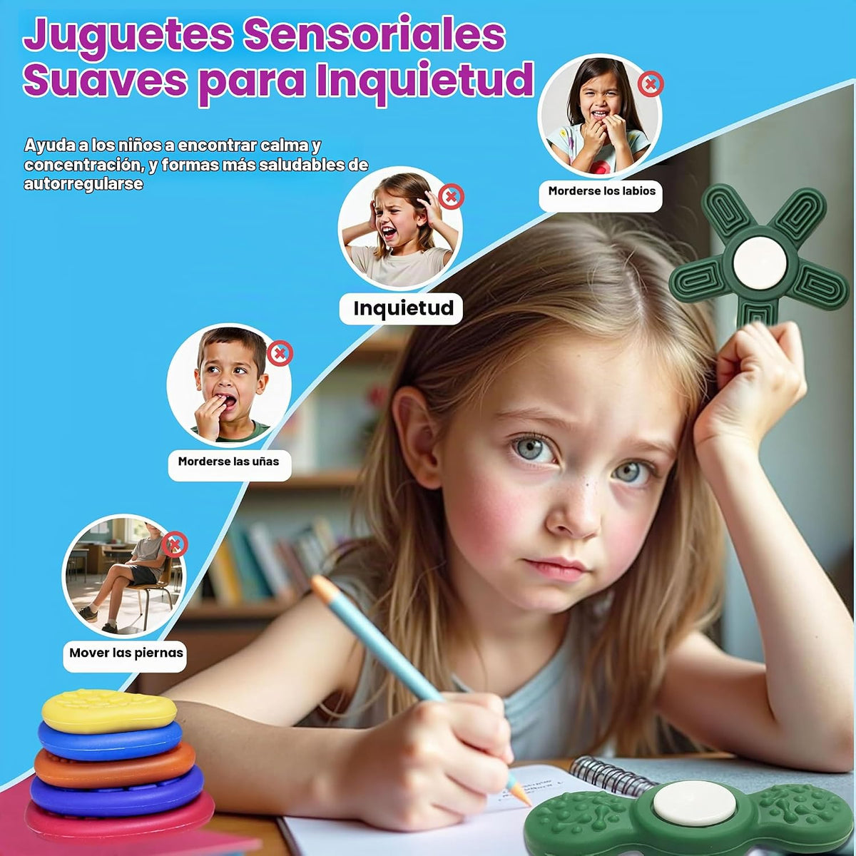 LIHBCAIYI - Juego de 16 juguetes sensoriales de silicona, anillos p...