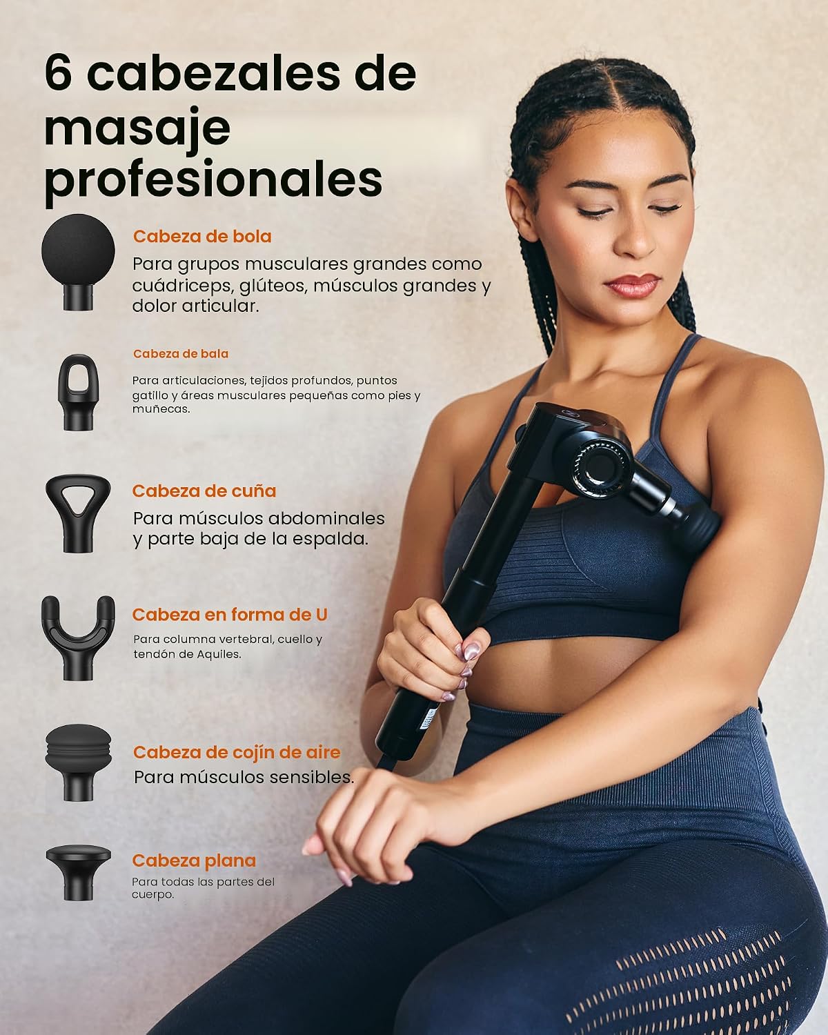 NAPRE Pistola de masaje plegable con mango de extensión y 5 ángulos...