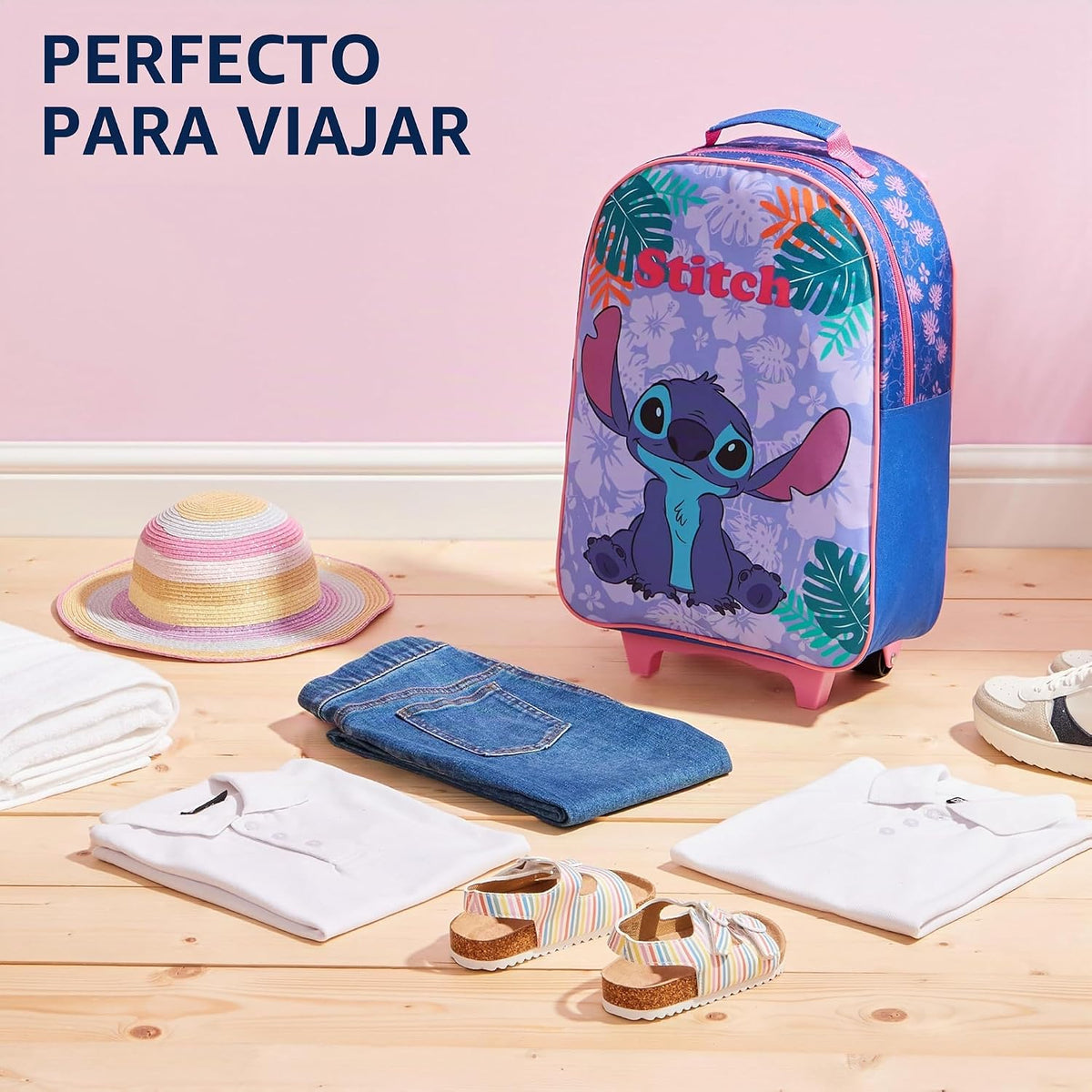 Disney Equipaje con ruedas para niños de 16.0 x 11.6 pulgadas, male...