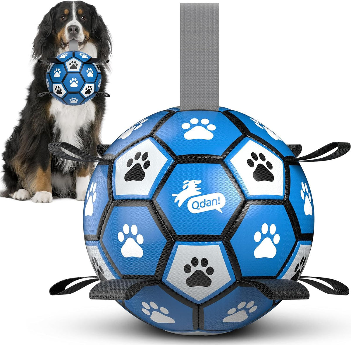 QDAN Pelota de fútbol extra grande para perros, pelotas duraderas c...