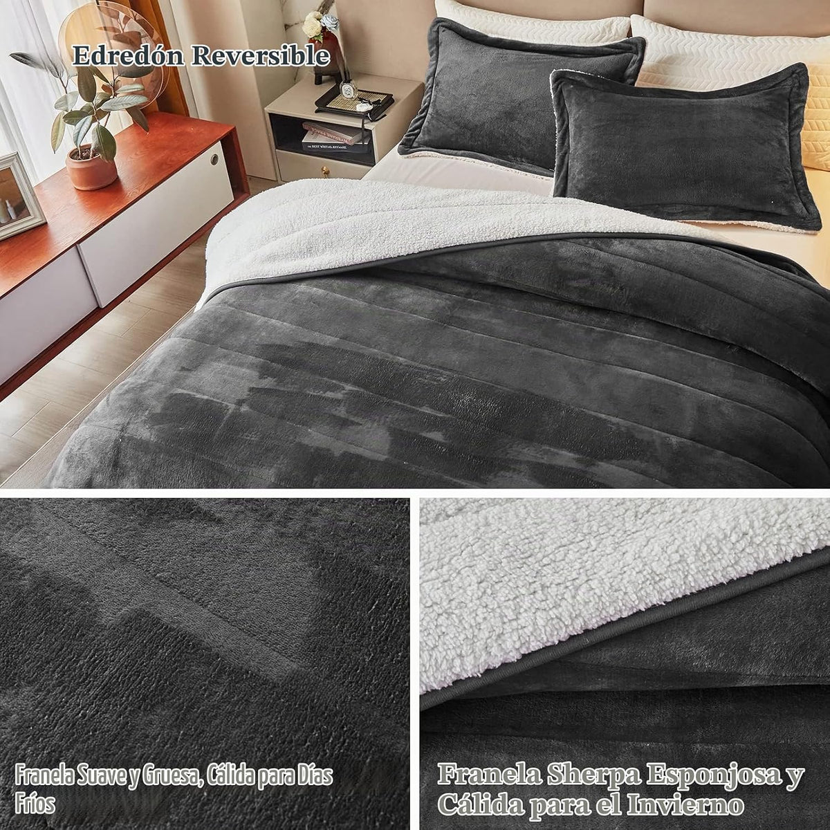 Manta de cama de forro polar de franela de 3 capas de lujo, tamaño...