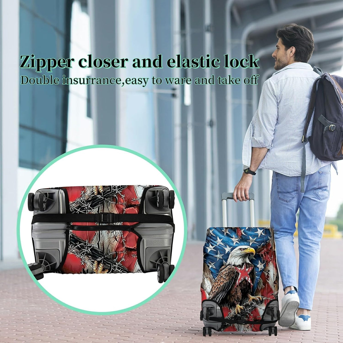 BWEGRHE Funda de equipaje + etiqueta, protector de maleta de viaje...