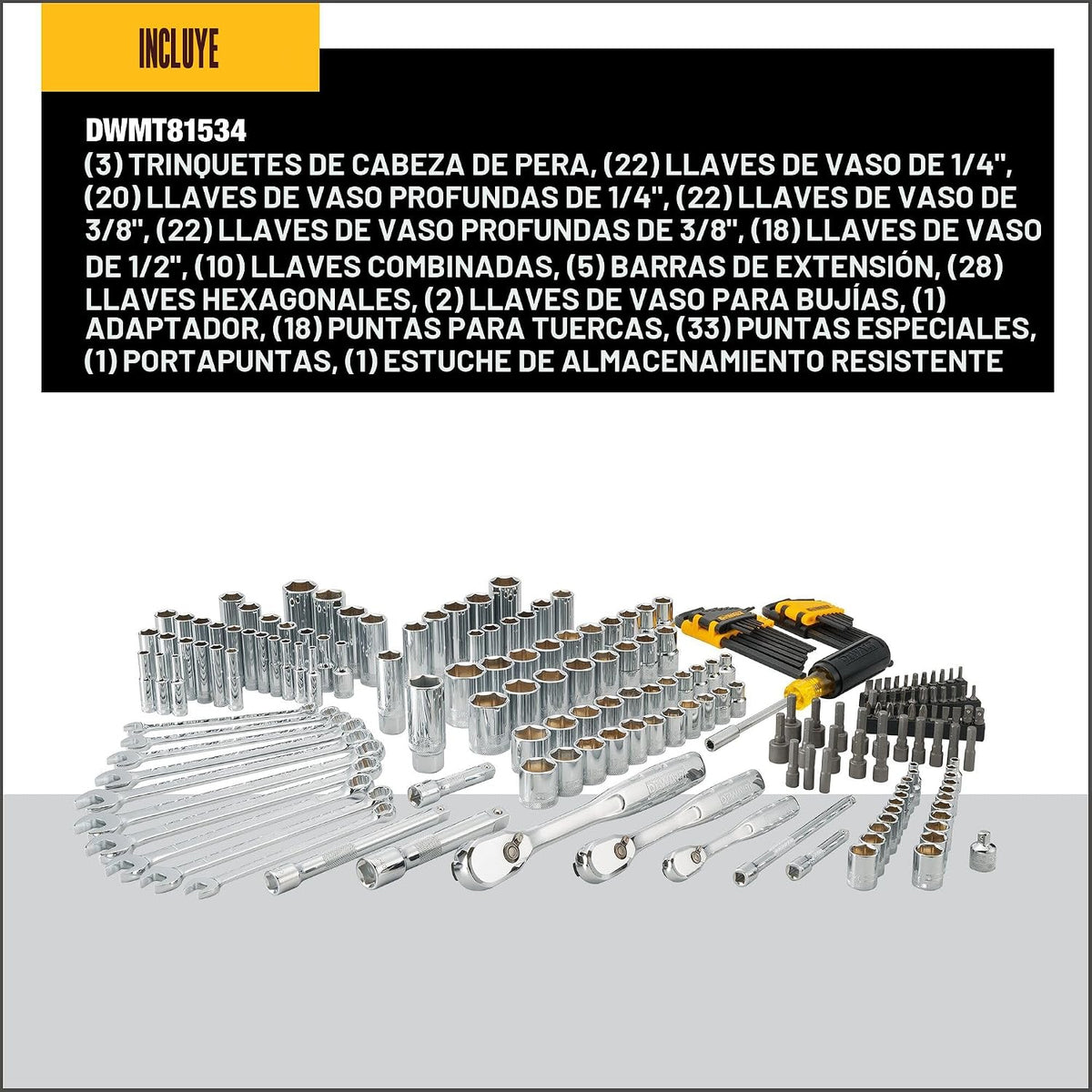 DEWALT - Juego de herramientas mecánicas, encastre de 0.25, 0.375 y...