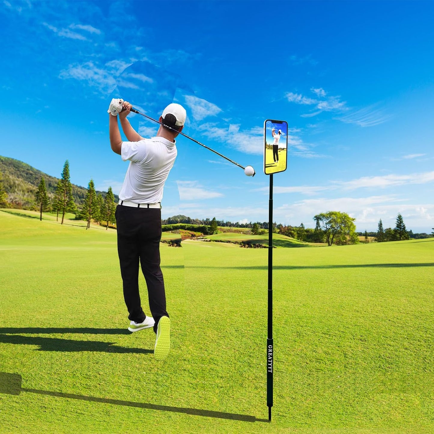 GreatYYT Monopod y trípode para selfie stick para grabar swing de g...
