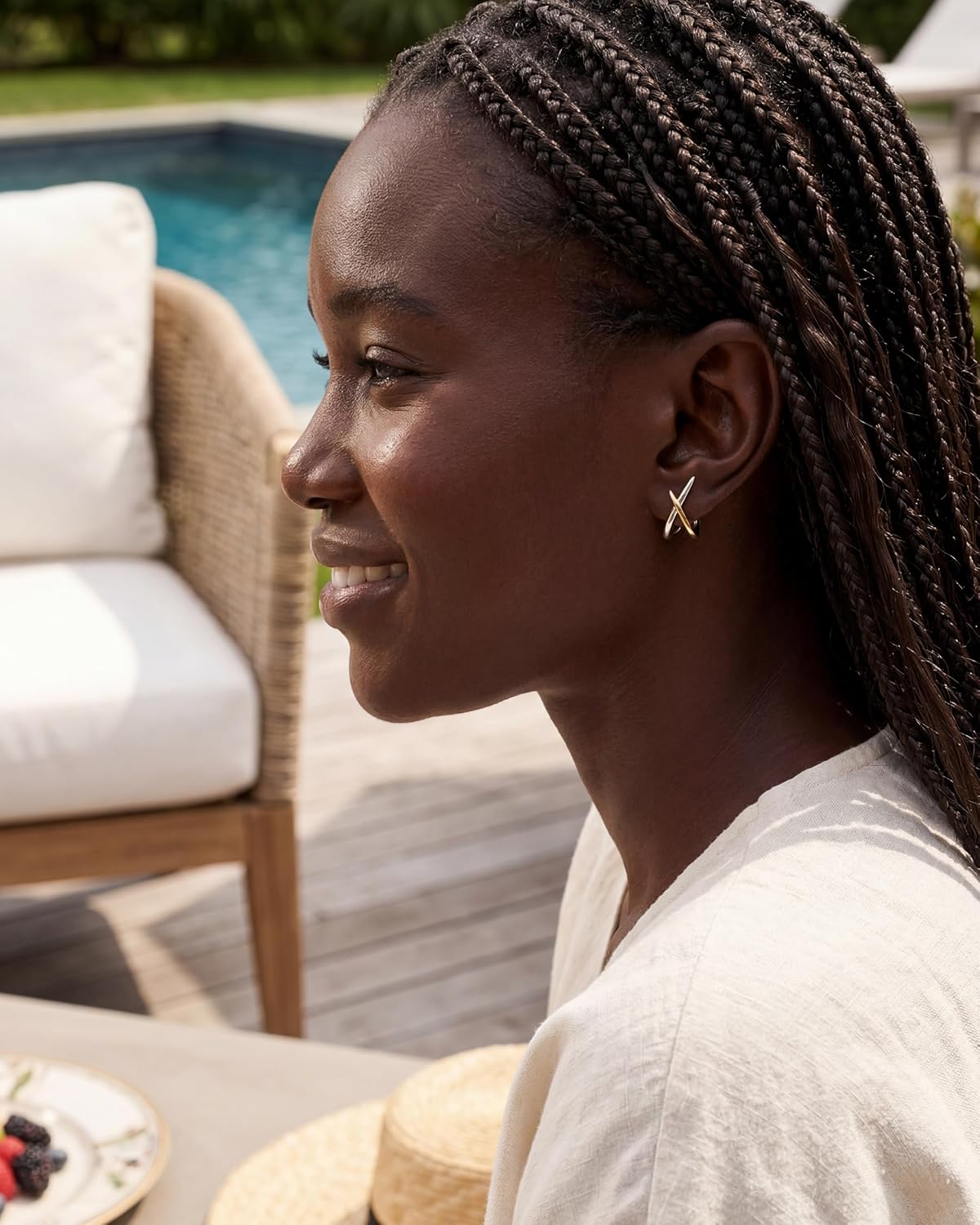 Aretes de oro para mujer, modernos, aretes de tuerca de oro de 14 q...