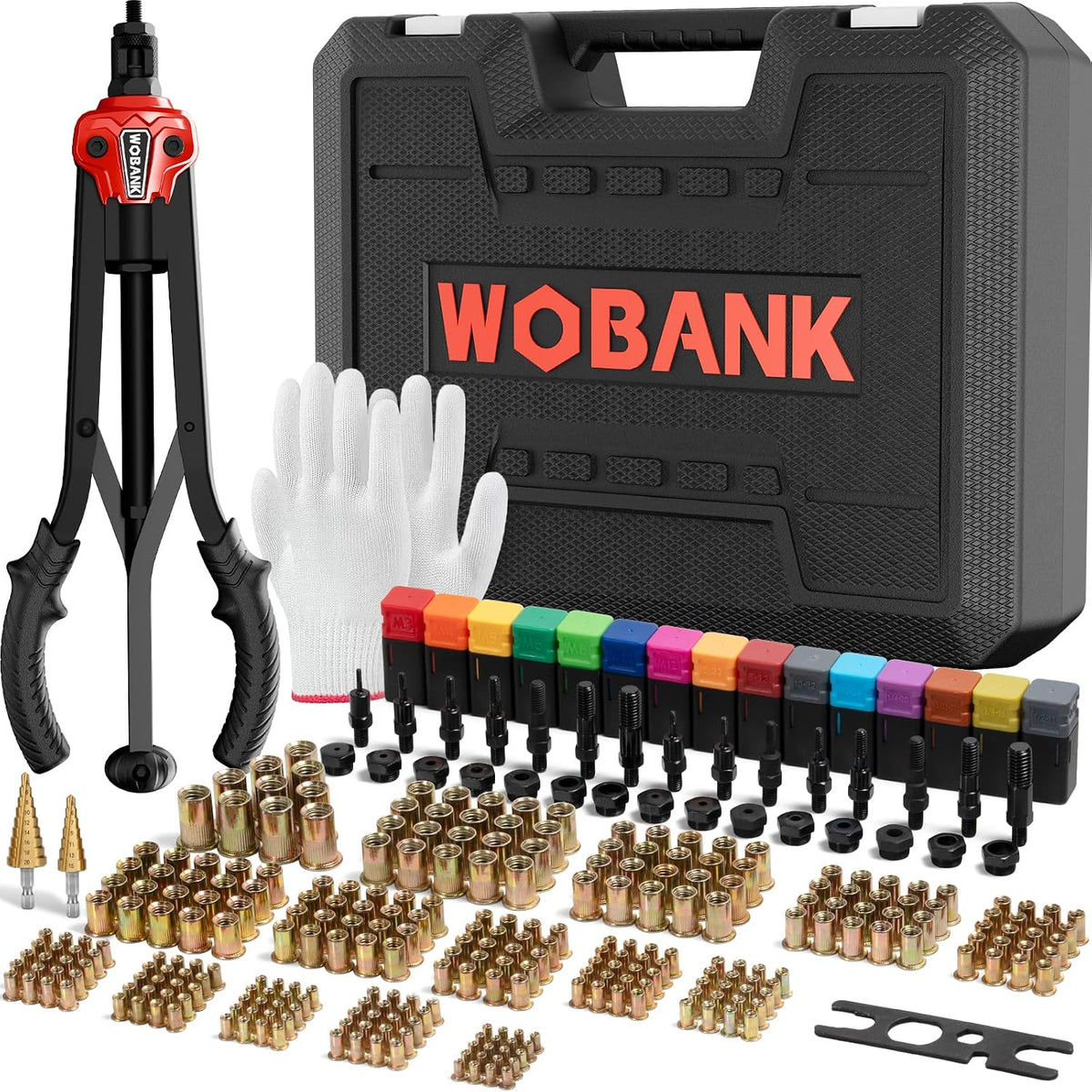 WOBANK Herramienta de tuerca de remache, kit de herramientas de rem...