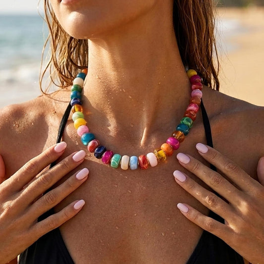 Trinckle Collares de cuentas gruesas para mujer, collares de cuenta...