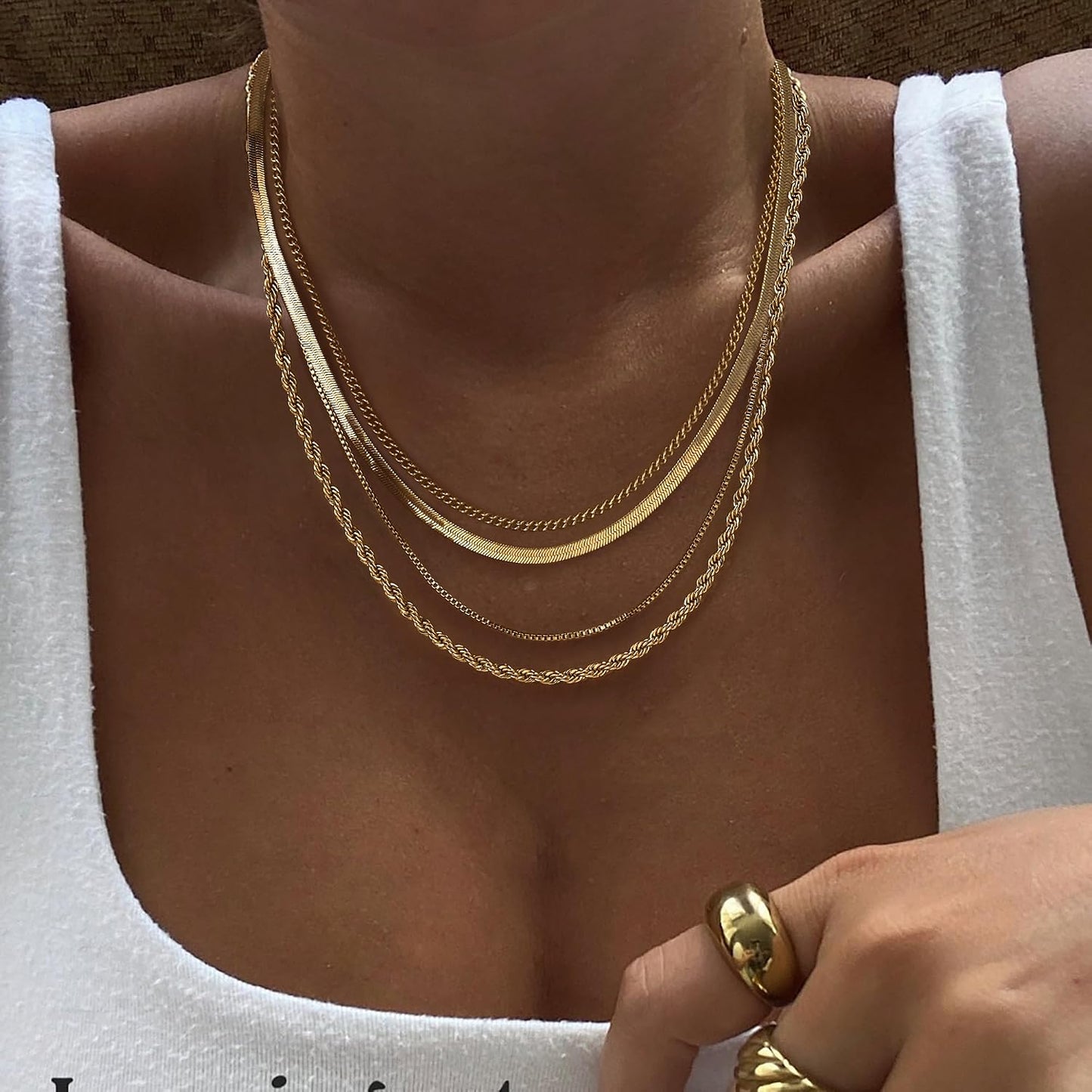 Tewiky Collares en Capas para Mujeres Sin Deslustre - Grueso Chapad...