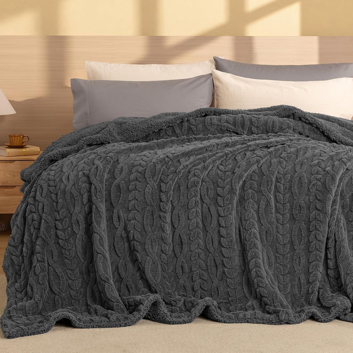 PHF Manta Sherpa Esponjosa Tamaño Queen para Invierno, Cálida y Sua...