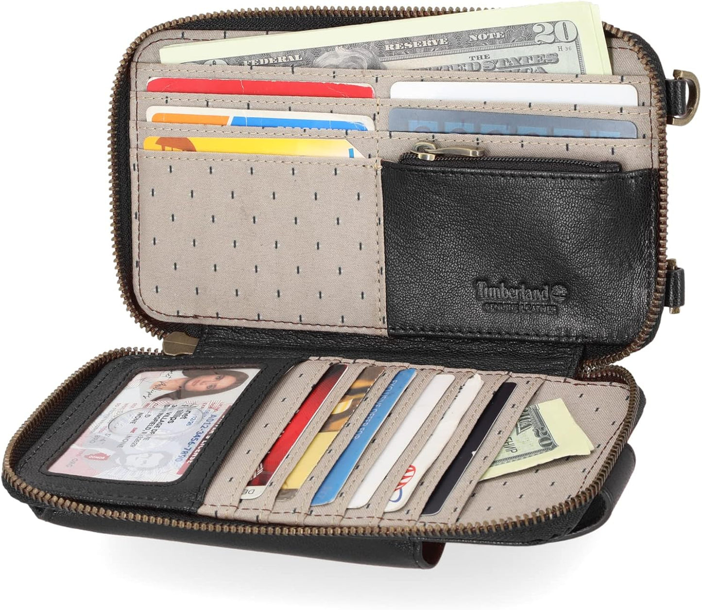 Timberland - Bolso cruzado de cuero RFID para teléfono de mujer