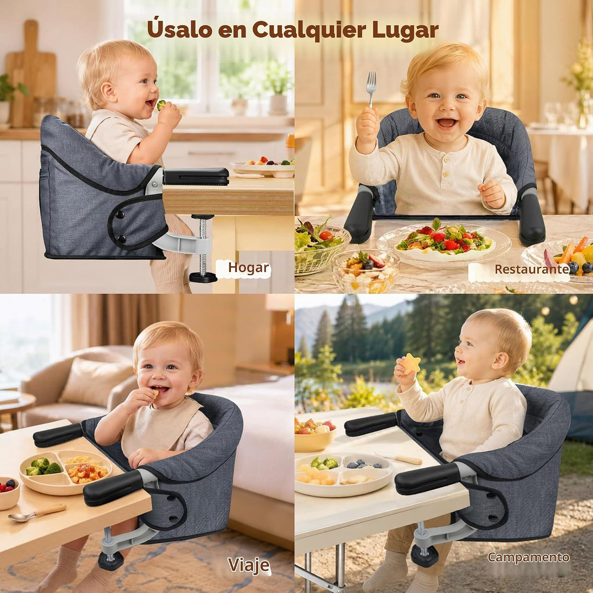 JOZZVE - Silla alta con gancho, asiento de alimentación portátil co...