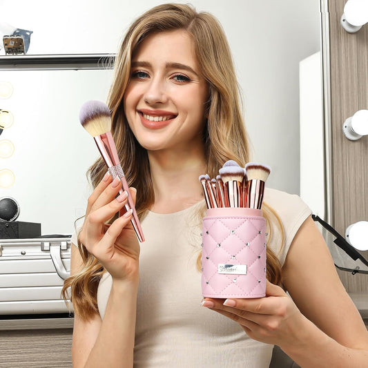 Bueart Design Juego de 16 brochas de maquillaje con elegante estuch...