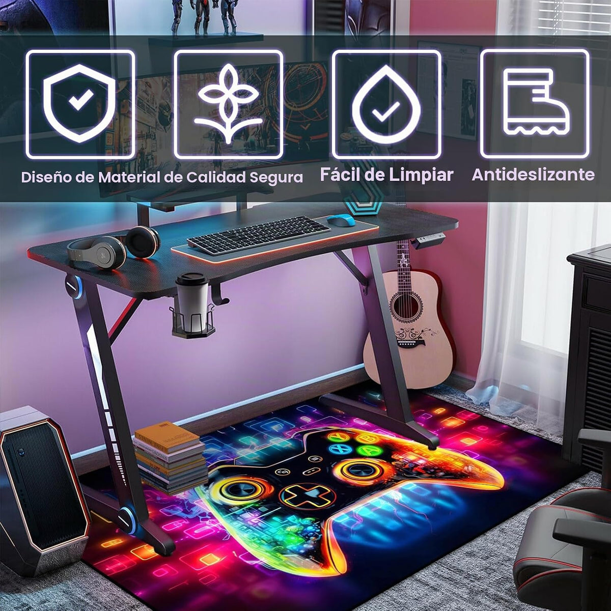 Alfombra de área de juegos para adolescentes, tapete transparente d...