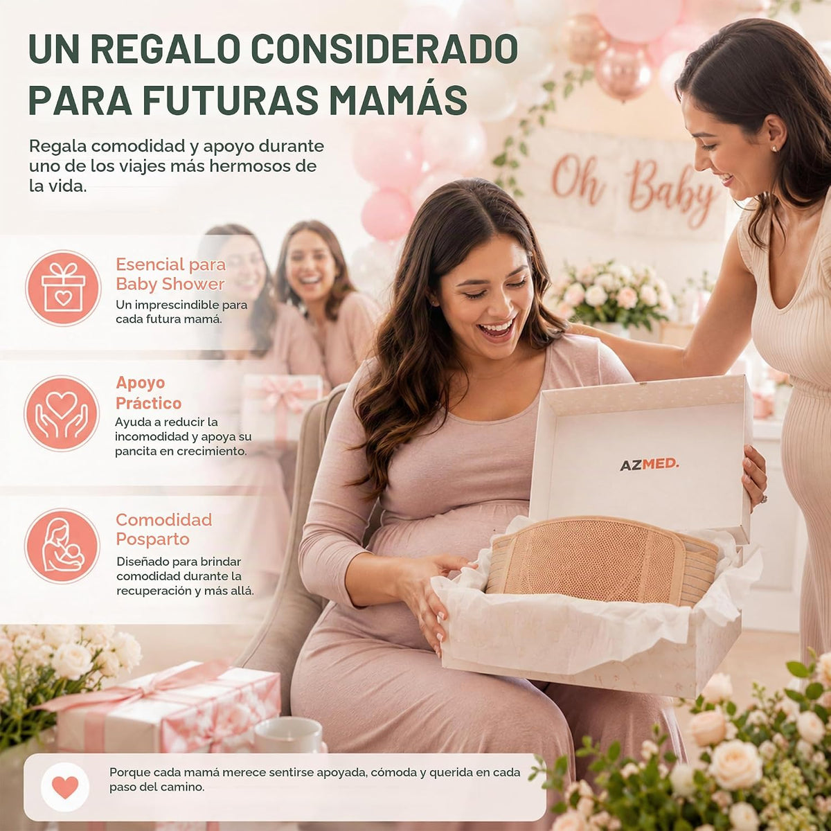 AZMED Cinturón de maternidad con soporte para la espalda - Faja abd...