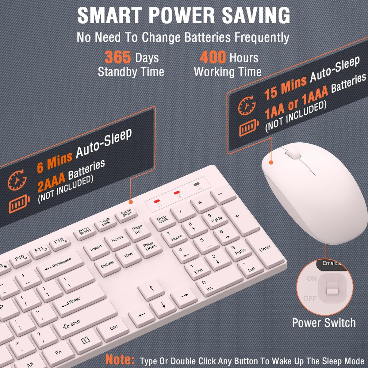 Combo de teclado y mouse inalámbrico, EDJO, teclado y mouse USB ina...
