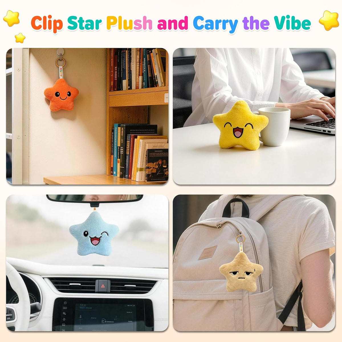 Ausener Weekie Wonders - Peluche de estrella emocional con dije de...