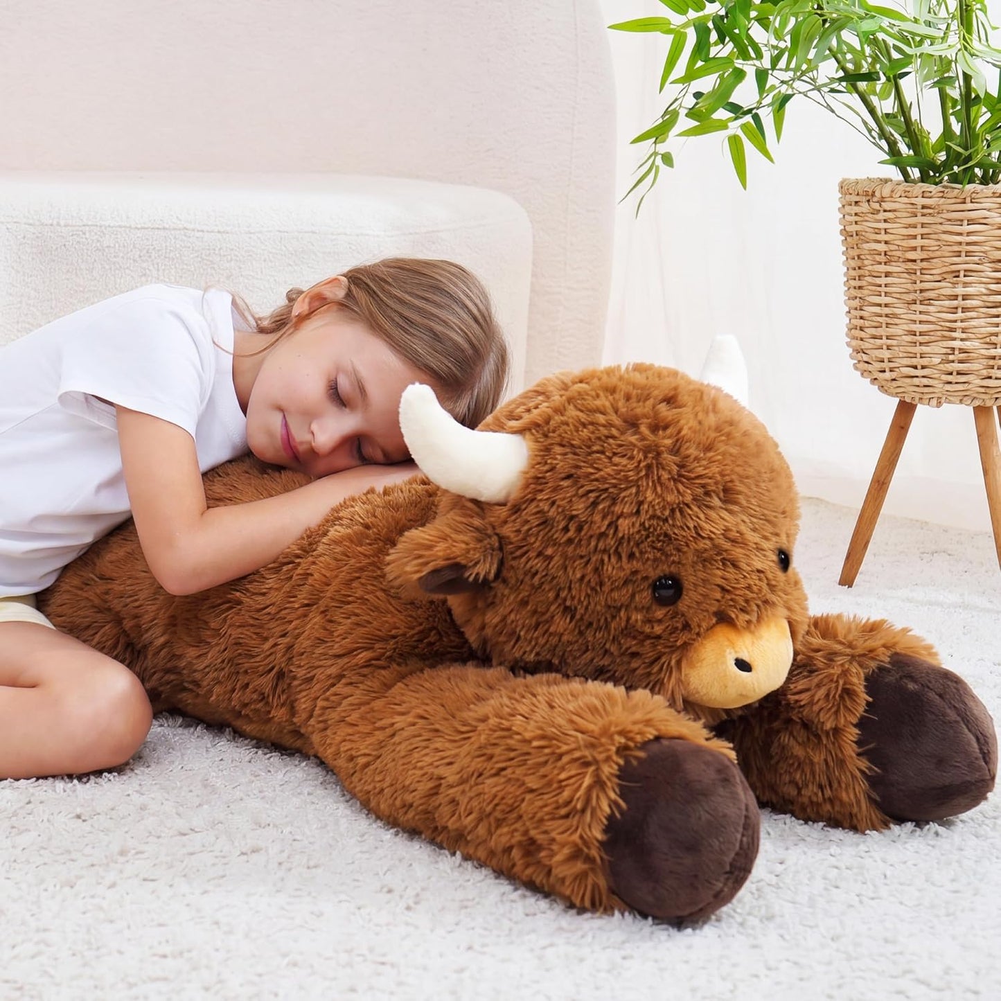 Jrystar Animales de peluche gigantes de la vaca de las tierras alta...