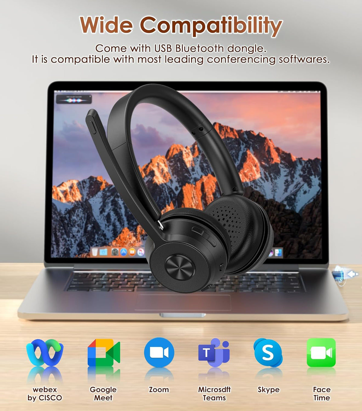 Auriculares inalámbricos con micrófono para el trabajo, Auriculares...