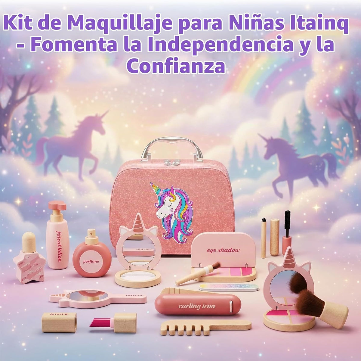 Juego de maquillaje con temática de unicornio, juguetes para niñas...