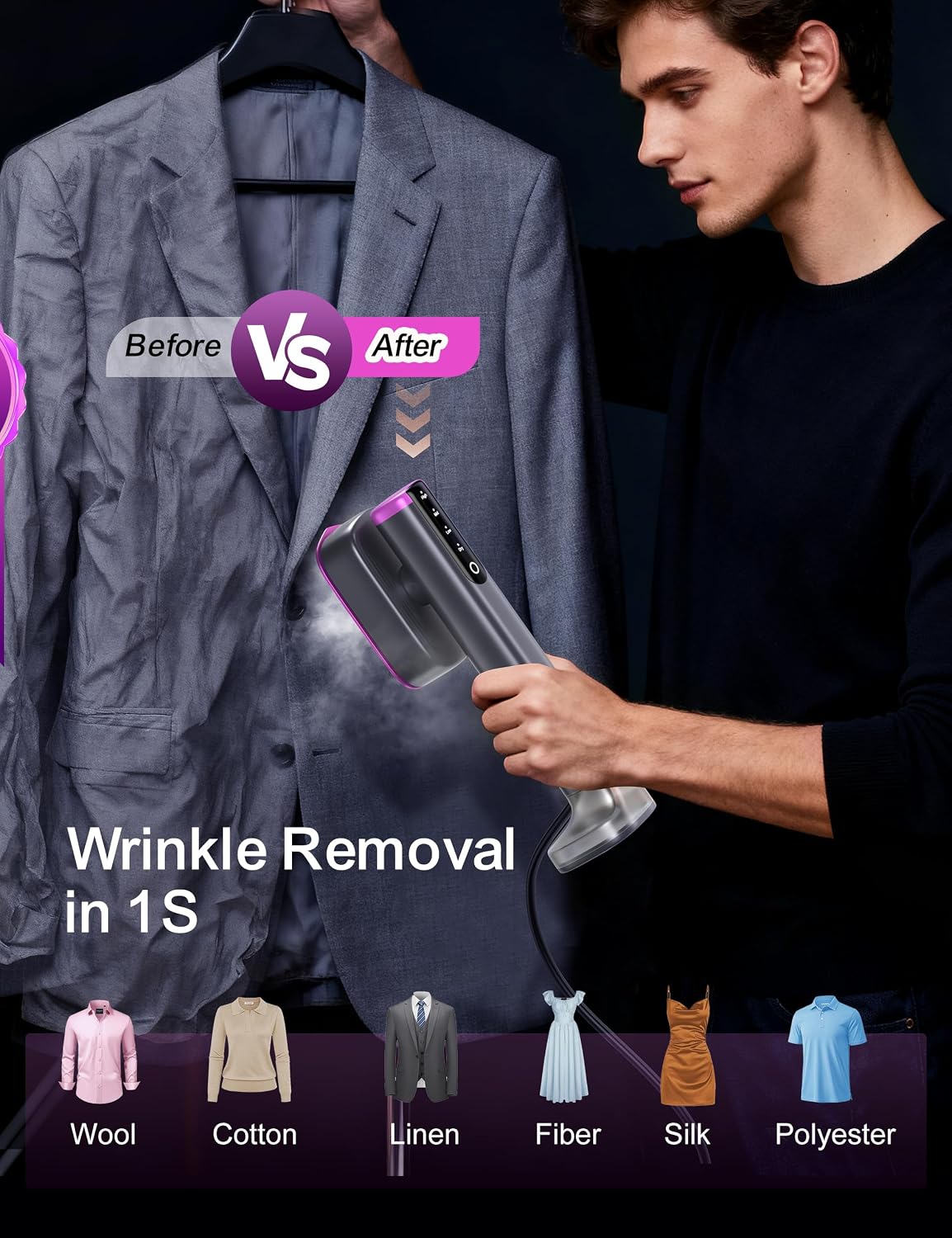 Sundu Vaporizador de viaje para ropa, vaporizador portátil de mano,...