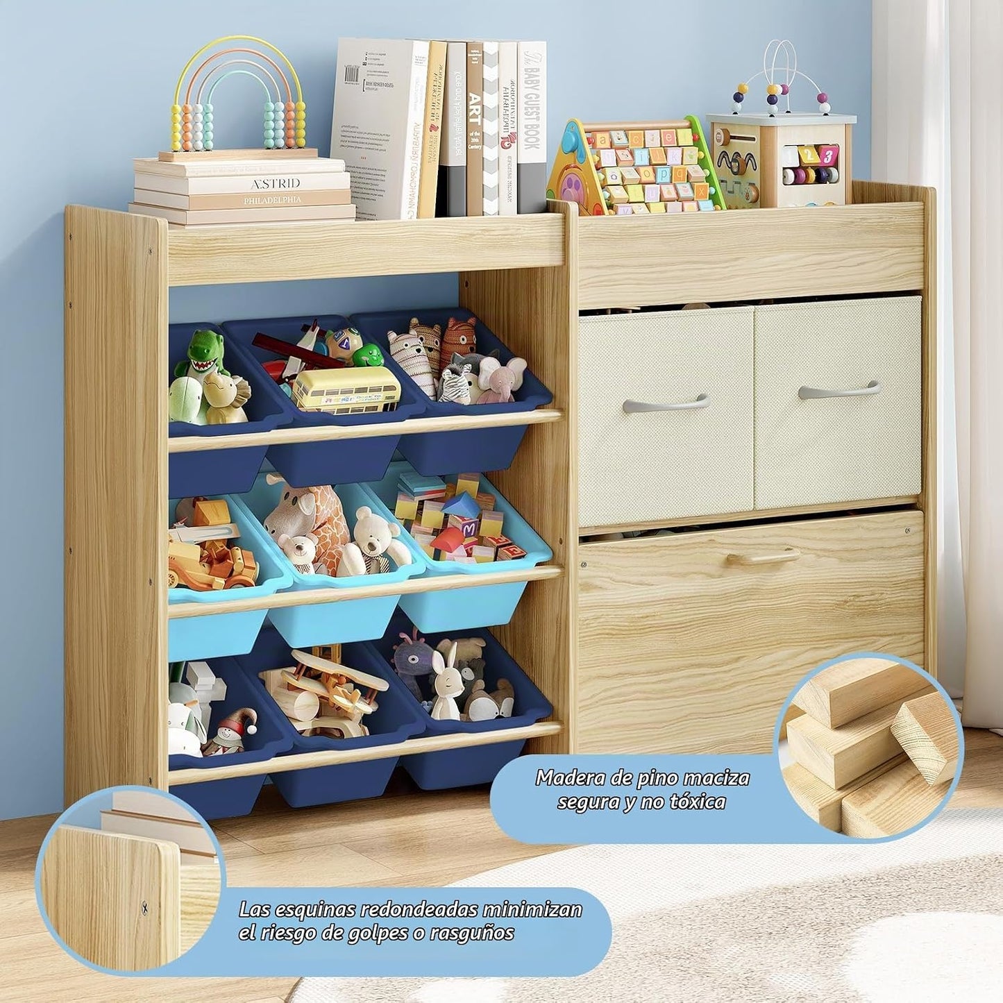 EXPERLAM Organizador de almacenamiento de juguetes para niños, orga...