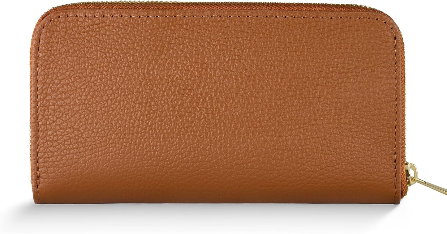 TAKEASY Cartera italiana de piel de becerro auténtica para mujer co...