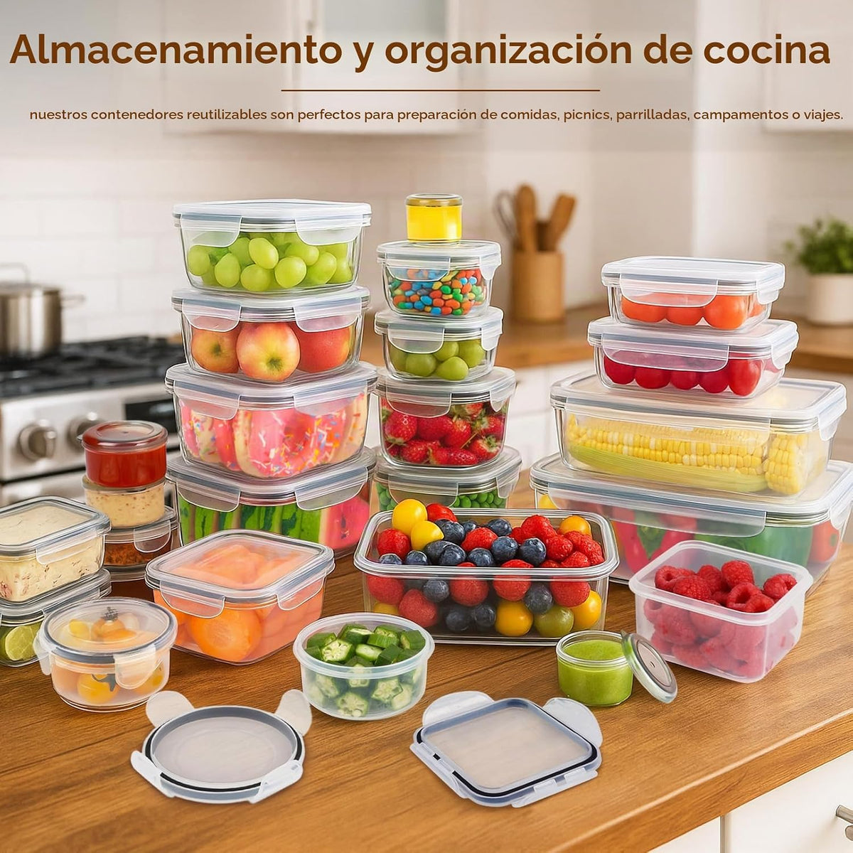 50 PIEZAS Envases de almacenamiento de alimentos más gruesos con ta...
