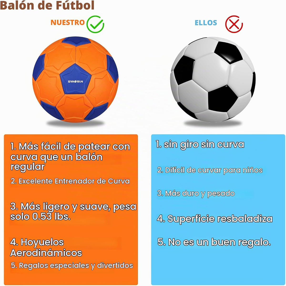 BYAOSUN Pelota de fútbol curva tamaño 4, pelotas suaves para desvia...