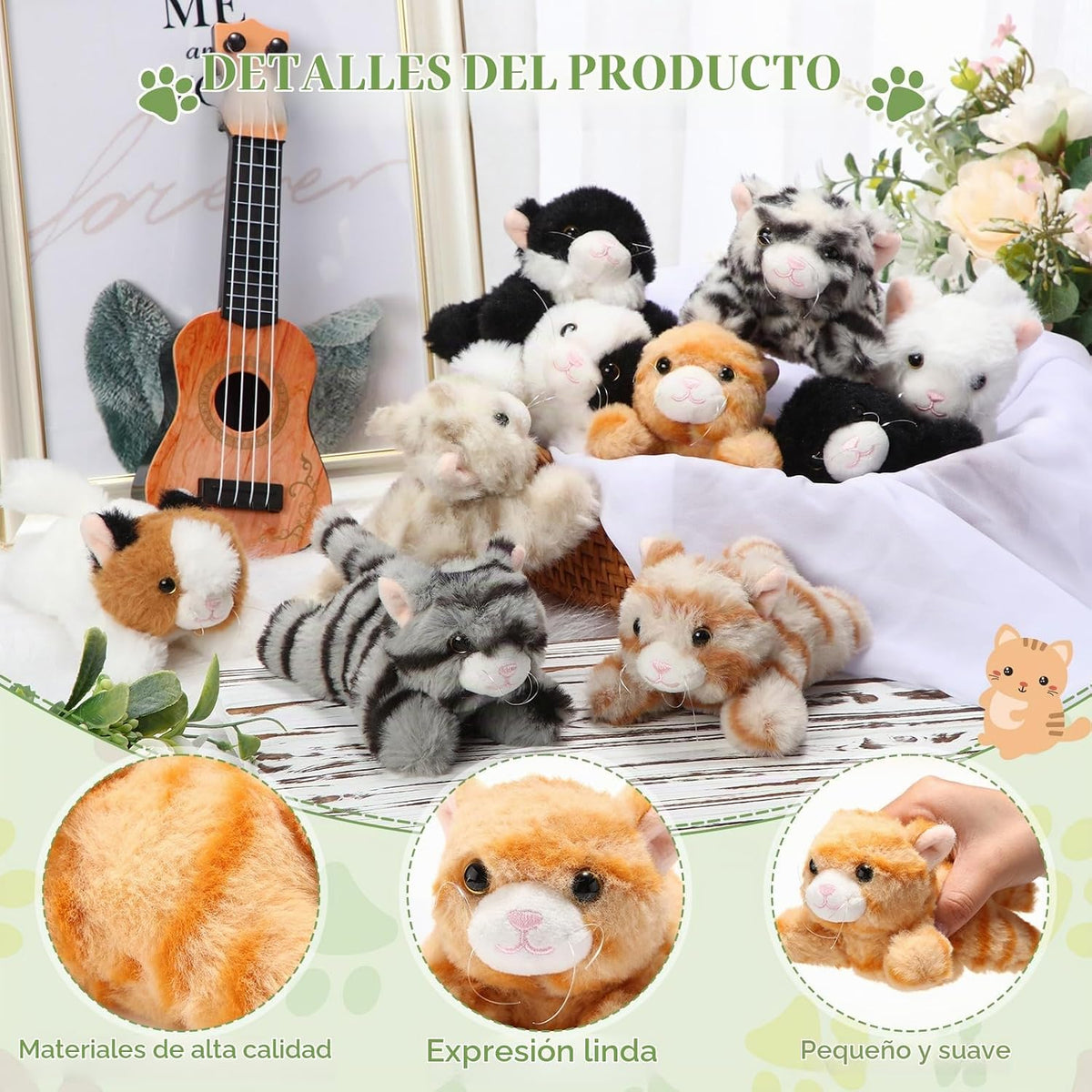Lenwen 10 piezas de animales de peluche para gatos a granel, estilo...