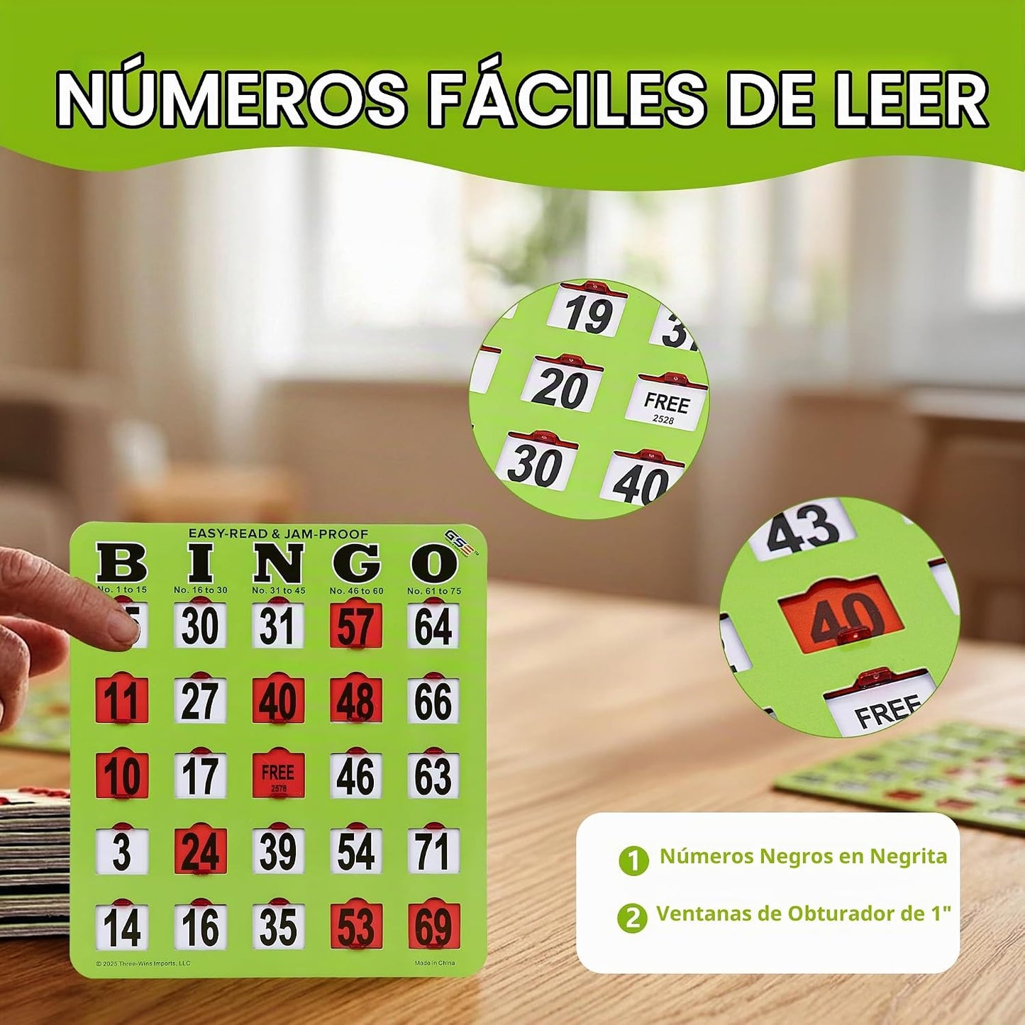 GSE Games &amp; Sports Expert Tarjetas de bingo verdes Jumbo Shutte...