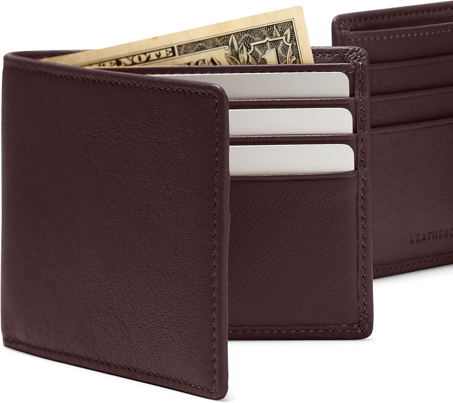 Leatherology Cartera Bifold Delgada para Hombres \u2013 Cartera Del...
