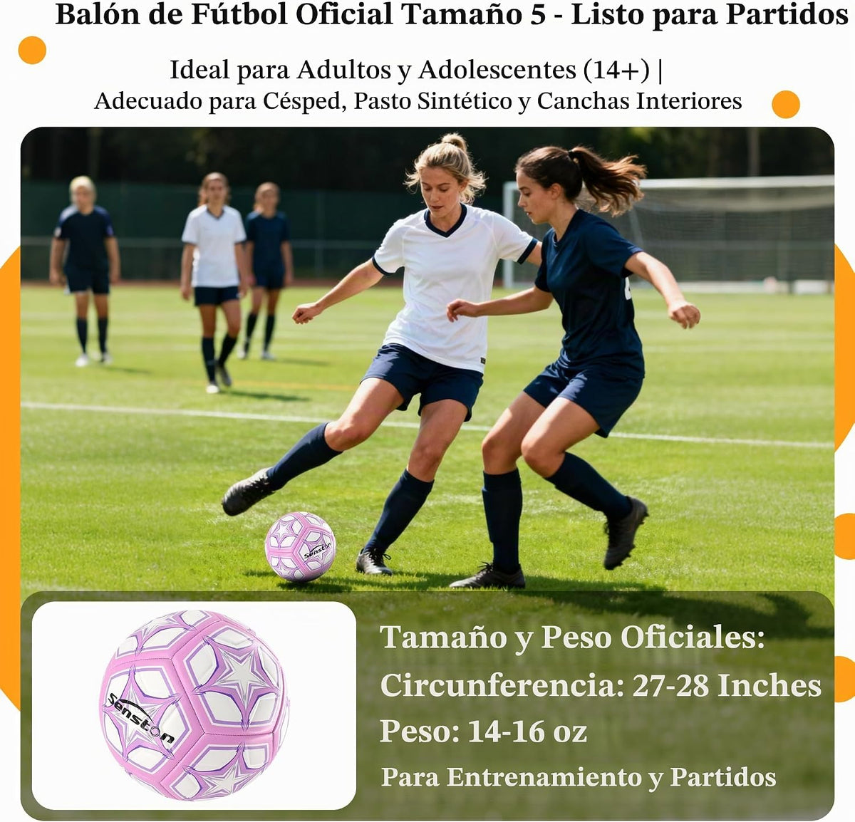 Senston Balón de fútbol talla 3 y talla 4 y talla 5 para niños y ad...