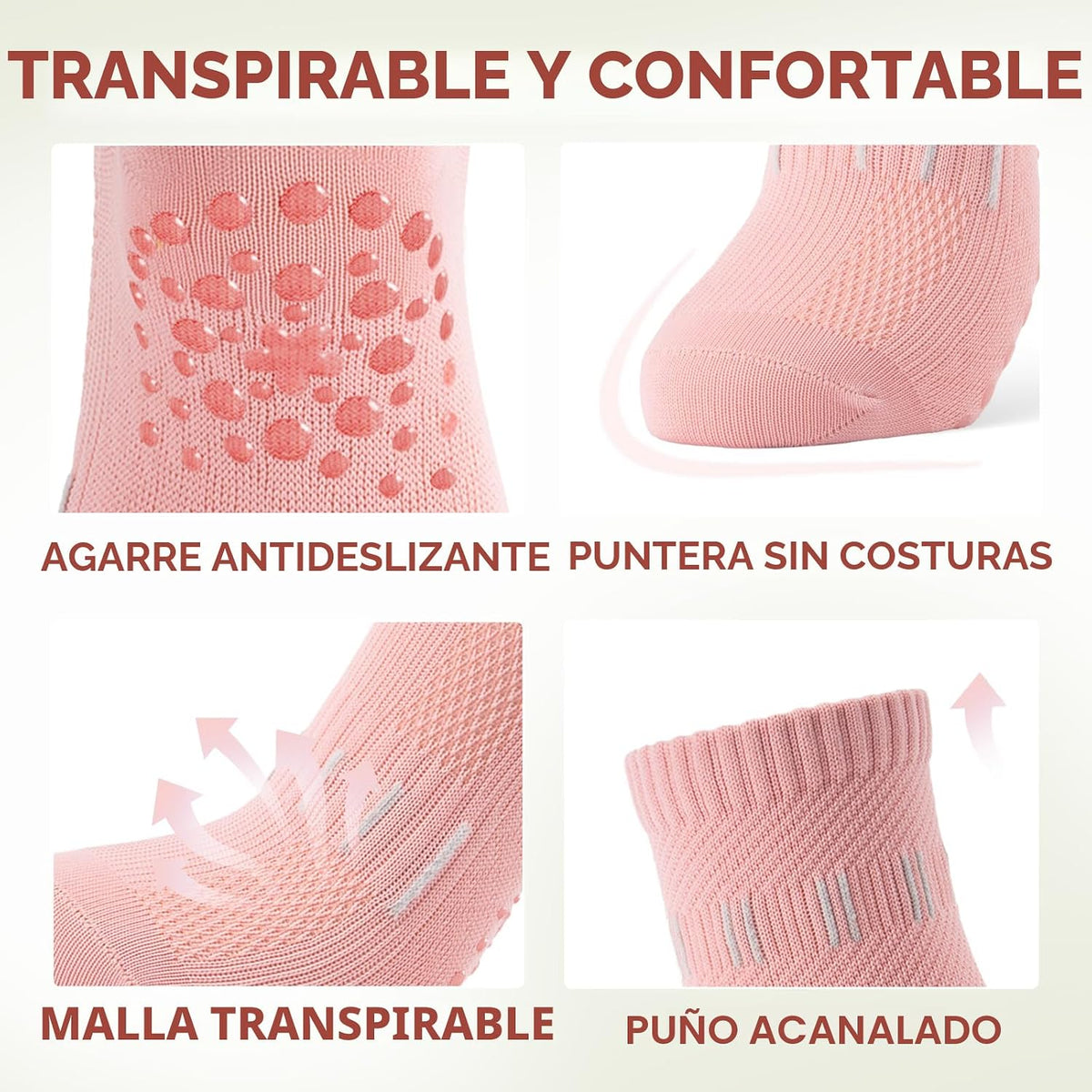 FITFEL 5 pares de calcetines de pilates, calcetines de yoga con emp...
