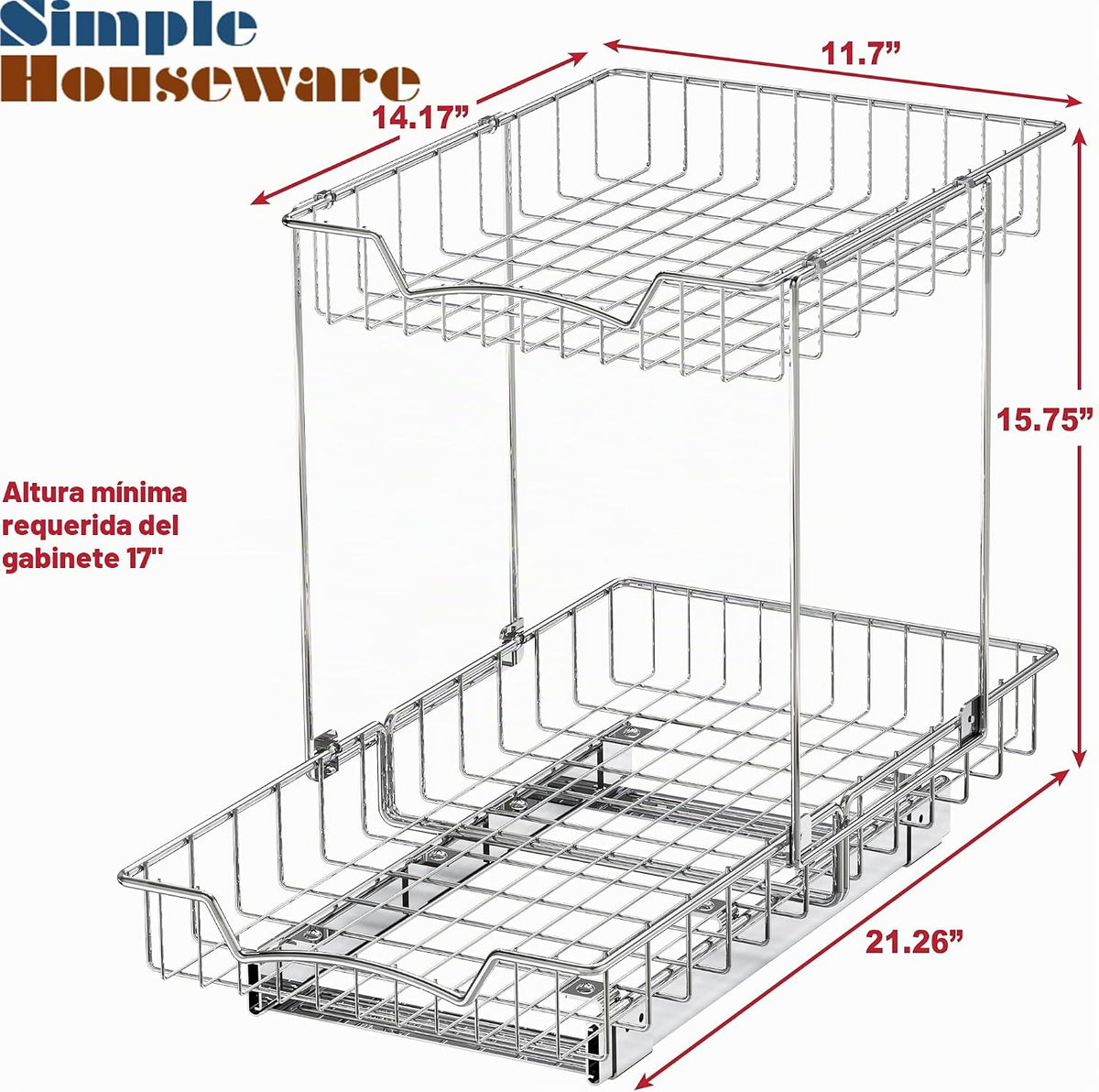 Simple Houseware Estante deslizante extraíble de 2 niveles (L+L) pa...