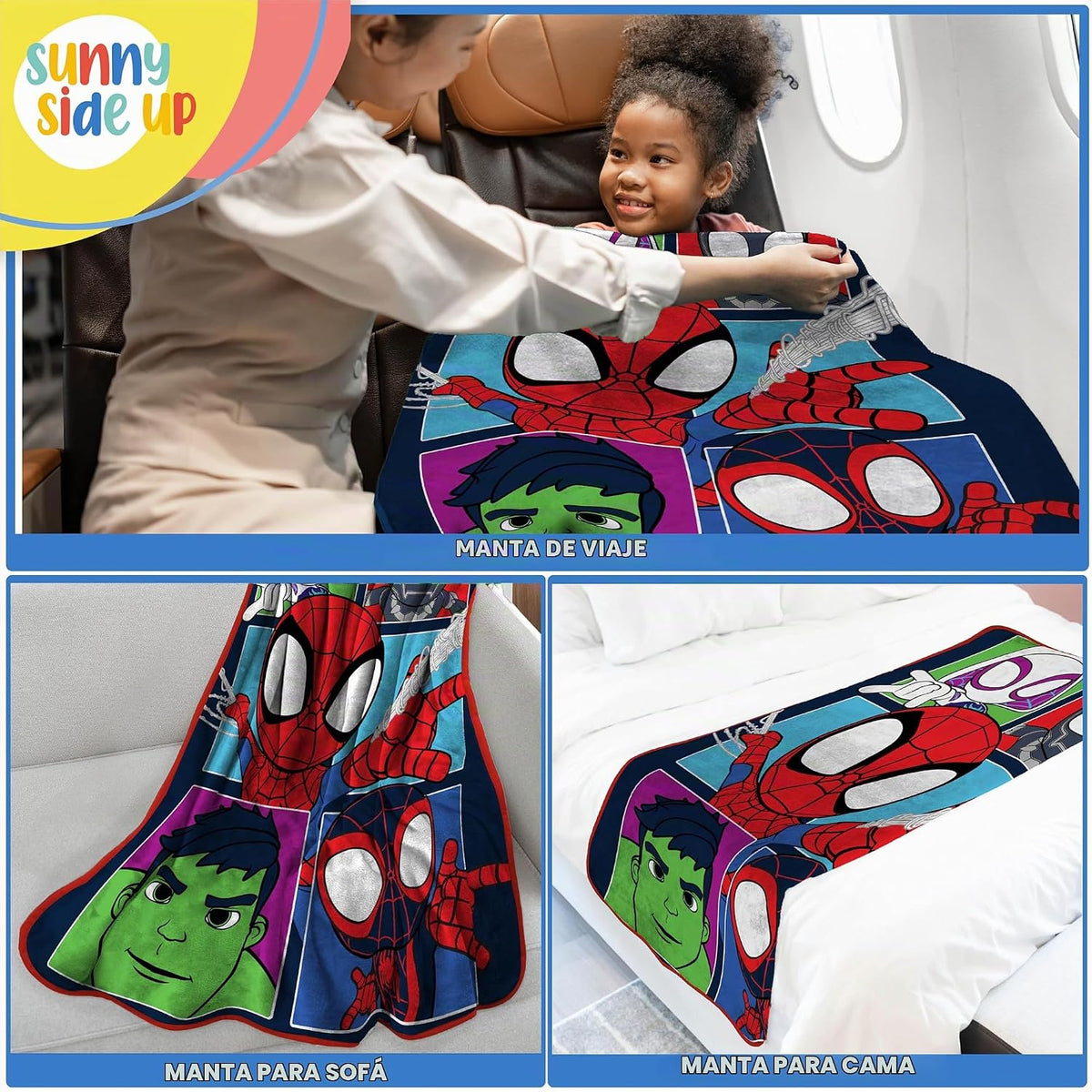 Sunny Side Up Manta de viaje de felpa Marvel Spidey &amp; His Amazi...