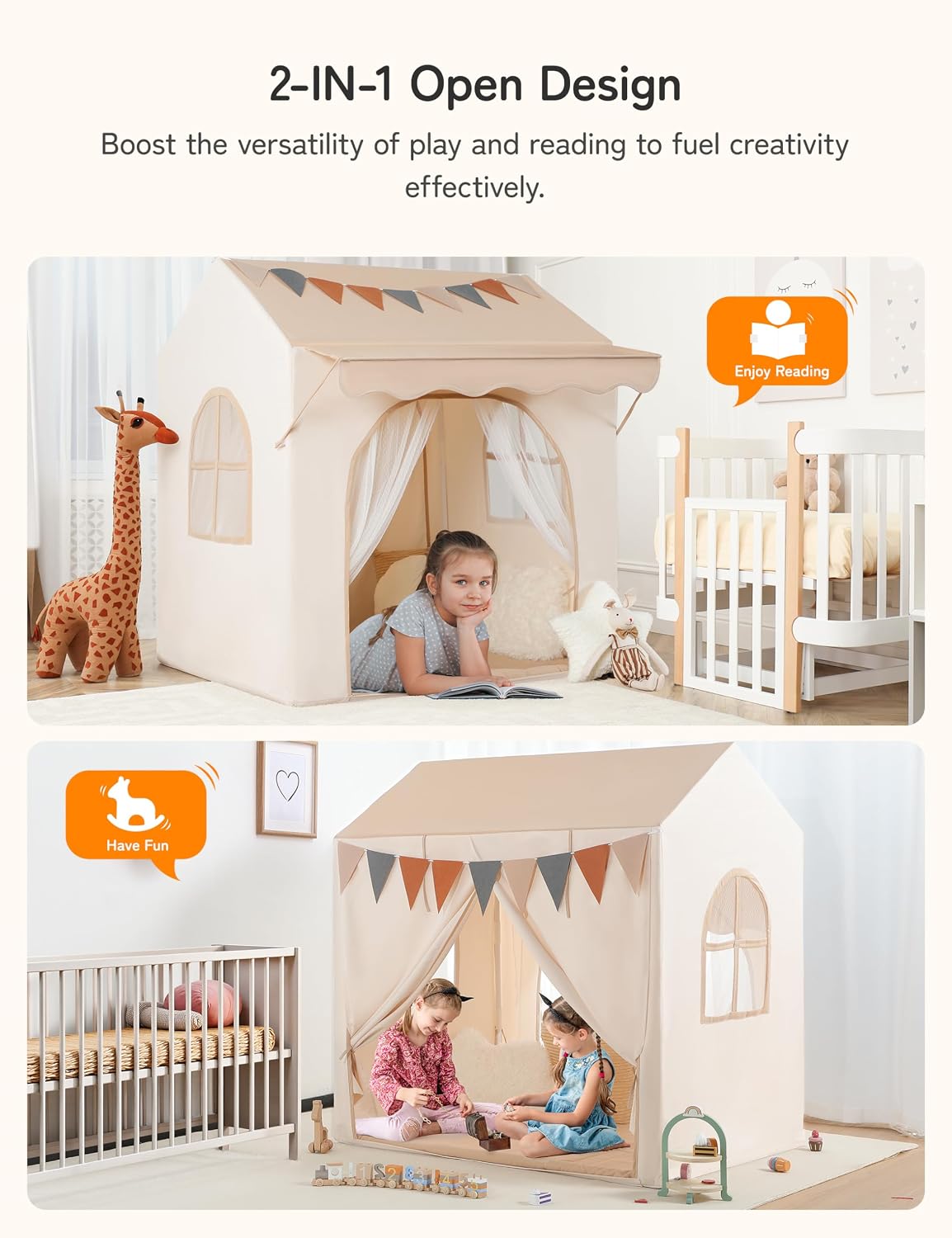 besrey Tienda de campaña para niños con alero, tienda de campaña 2...