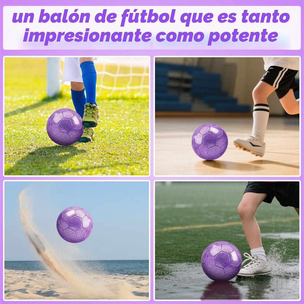 Champhox Pelota de fútbol tamaño 4 con purpurina rosa - Pelota de f...