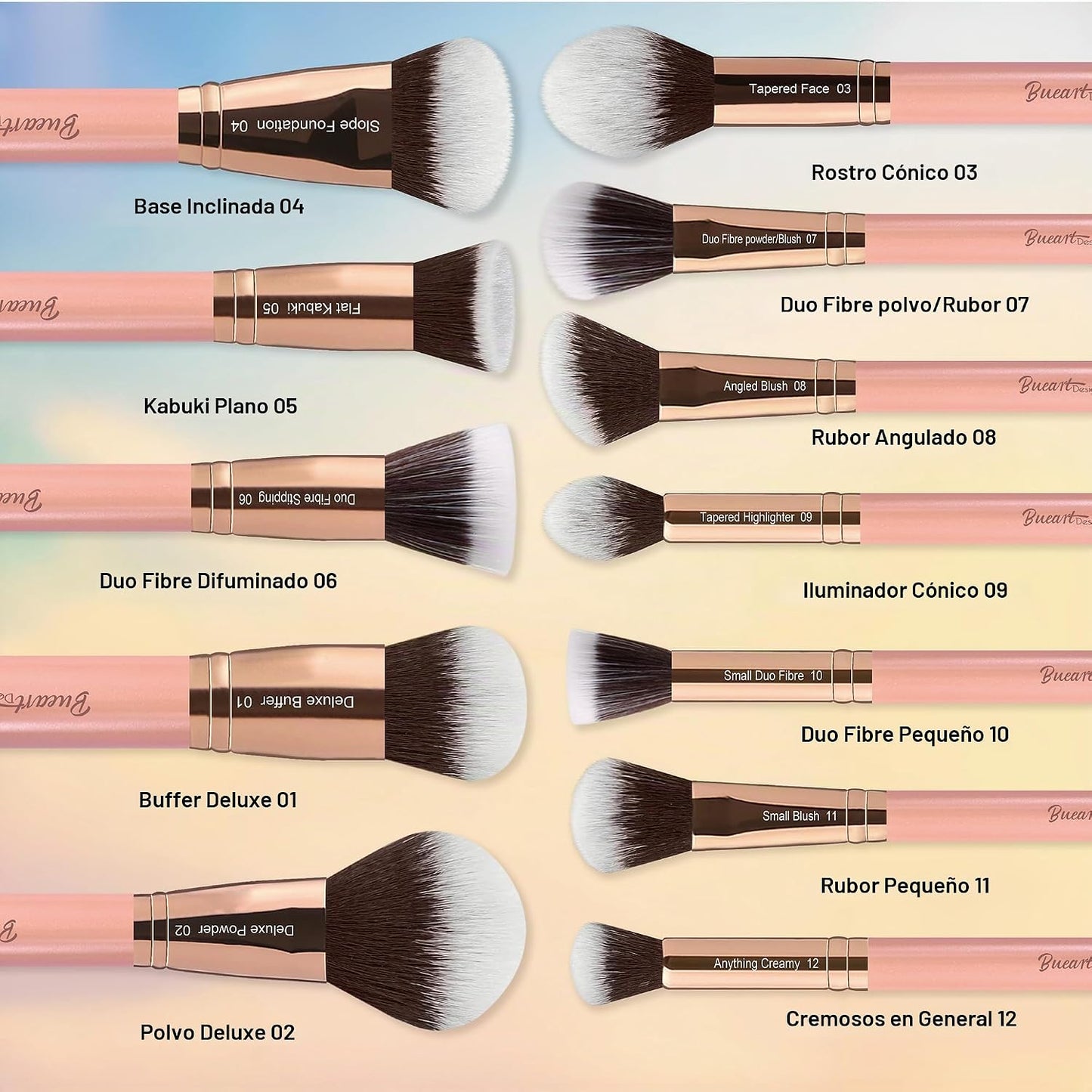 Bueart Design Juego de 30 piezas de brochas de maquillaje profesion...