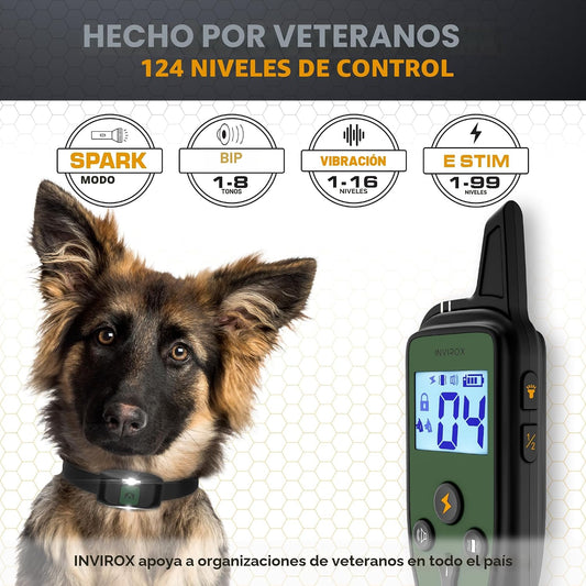 INVIROX Collar de entrenamiento para perros con control remoto, col...