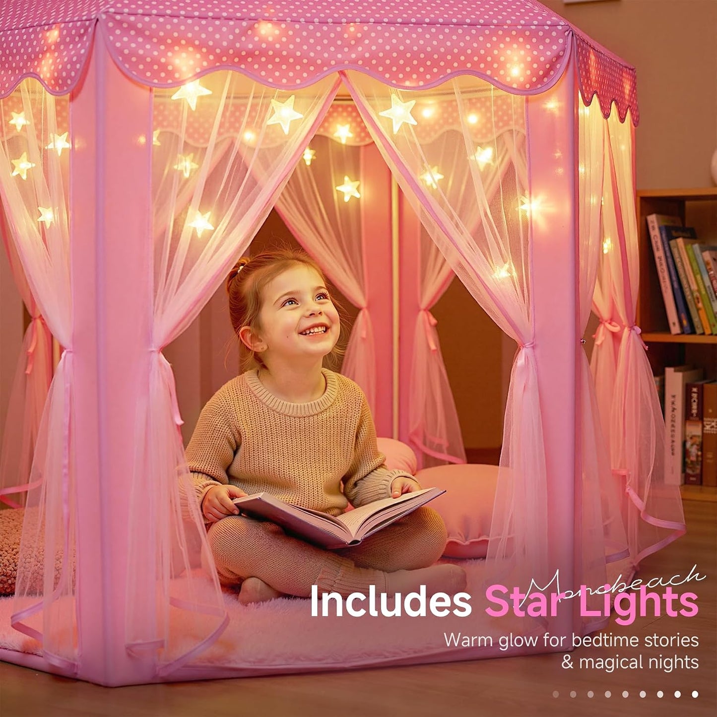 Monobeach - Tienda de campaña estilo castillo de princesa para niña...