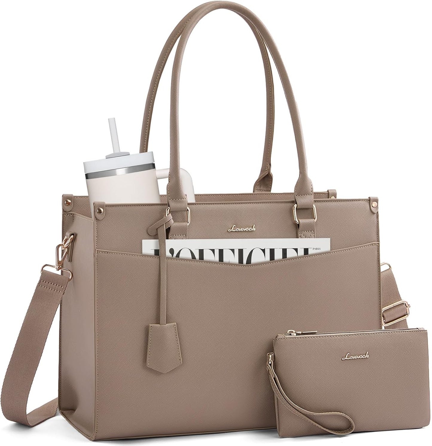 LOVEVOOK Bolsa para laptop para mujer, bolso 2 en 1 con embrague y...