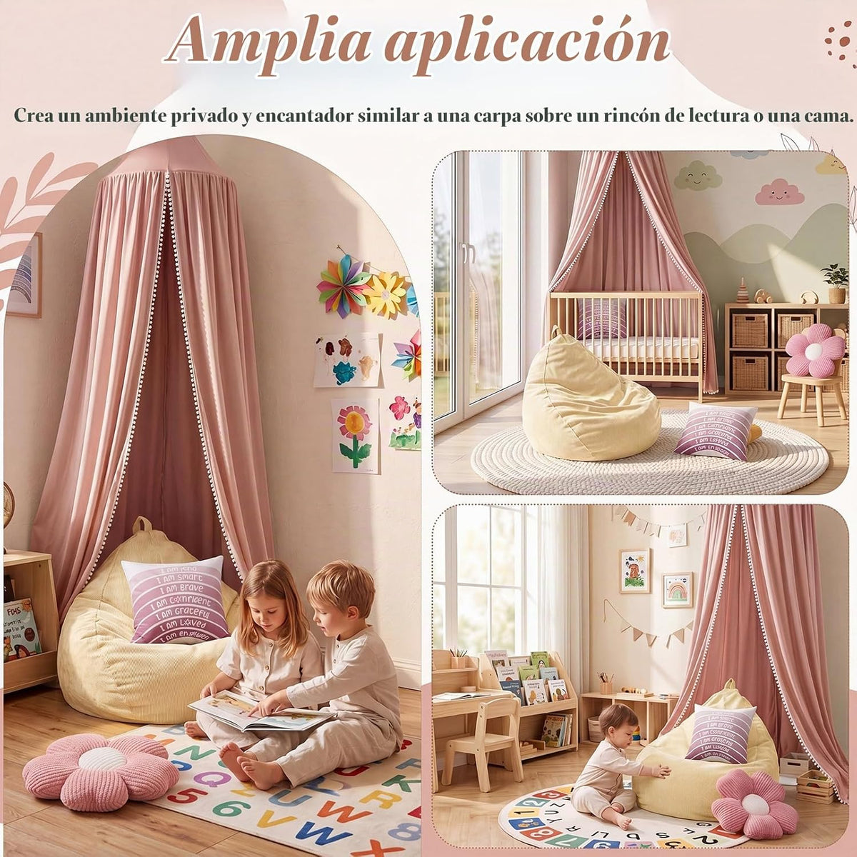 Juego de rincón de lectura para niños con tienda de campaña, funda...