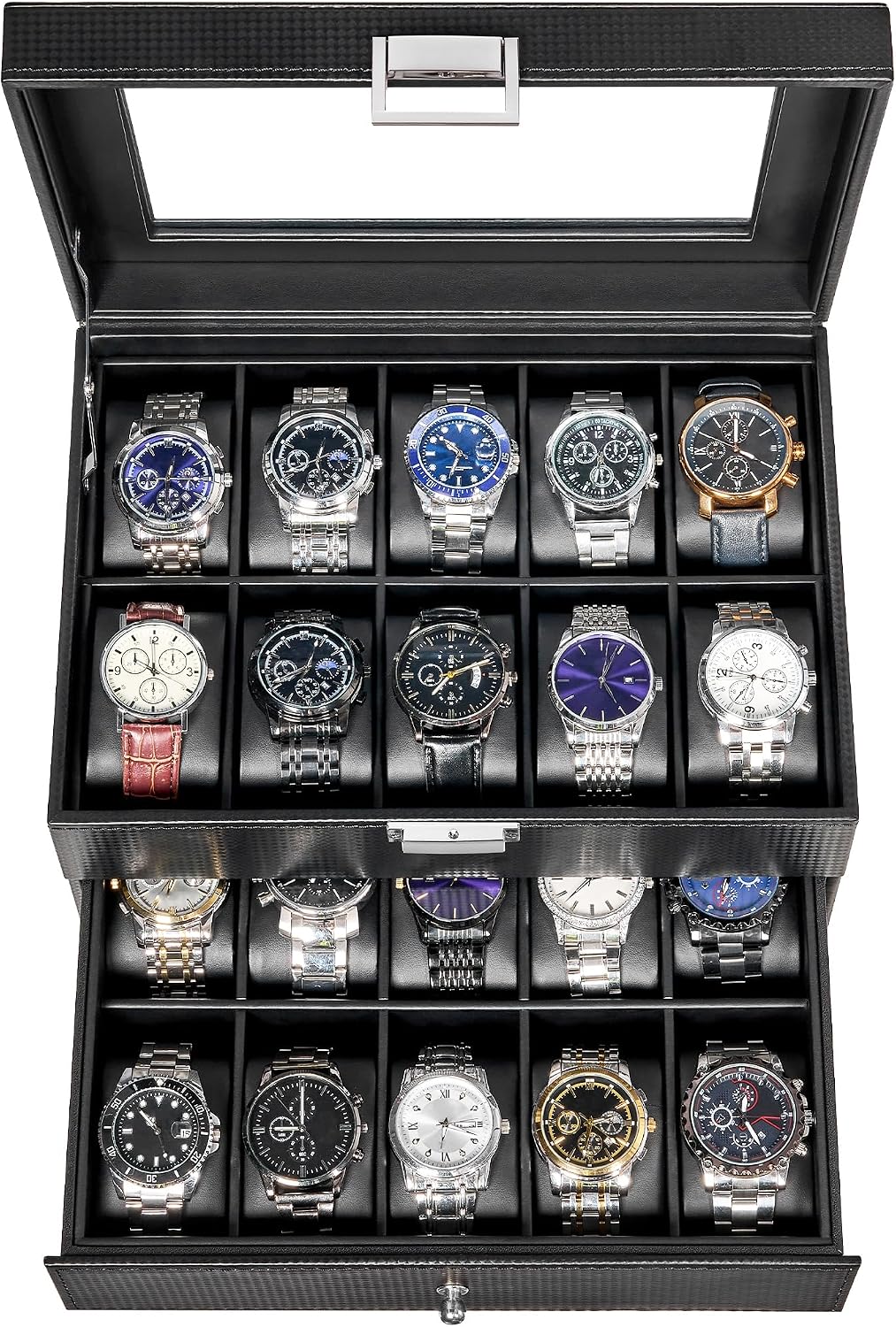 BEWISHOME Estuche para relojes, organizador de caja para relojes de...