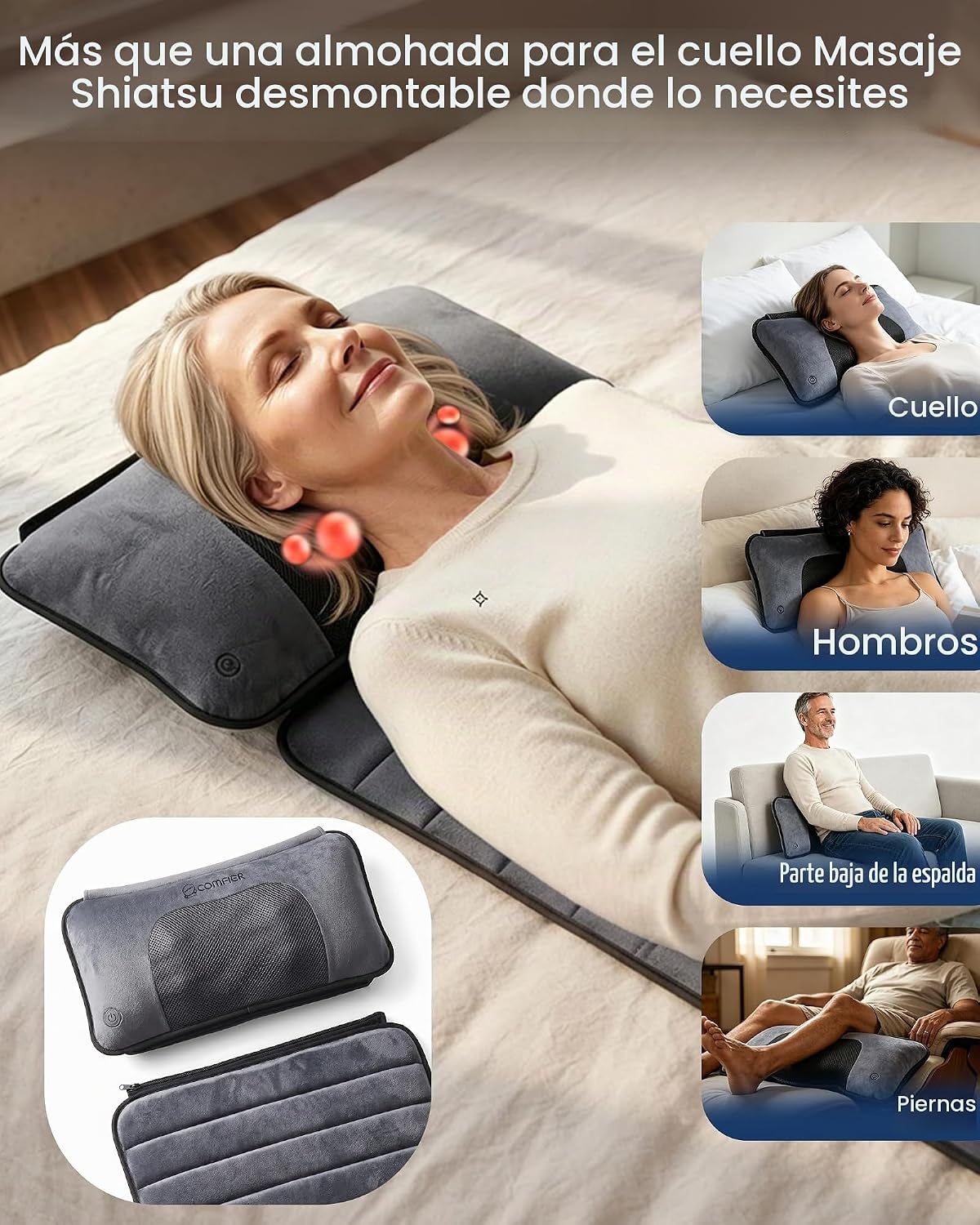 COMFIER Alfombrilla de masaje de cuerpo completo con almohada de cu...